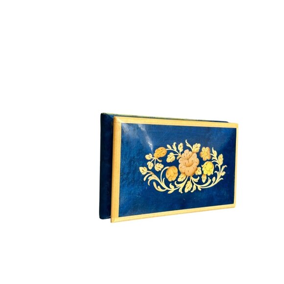 The San Francisco Music Box Company Made Italy Jewelry Box Cobalt Blue Floral - Picture 10 of 11